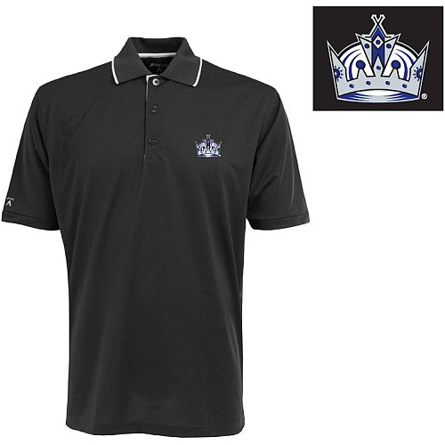 Antigua Men's NHL Los Angeles Kings Exceed Desert Dry Short Sleeve Polo, Black/White, X-Large