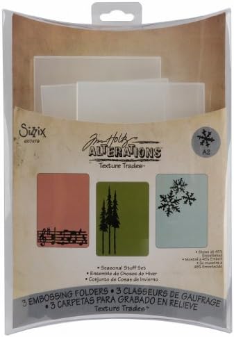 Sizzix Texture Trades A2 Embossing Folders 3/Pkg-Seasonal Stuff By Tim Holtz