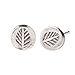 S.leaf Vintage S925 Round Leaf Stud Earrings Mini Fossil Leaf Stud Earrings Sterling Silver (leaf fossil)