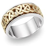 Caedmon Celtic Wedding Band, 14K Two-Tone Gold