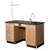 Diversified Woodcrafts 1216K-R Solid Oak Wood Instructors Desk with Sink on Right, Epoxy Resin Top, 5' Width