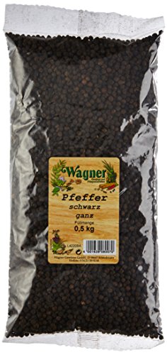 Wagner Gewürze Pfeffer schwarz ganz, 1er Pack (1 x 500 g)