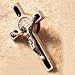 Silver and Black Enamel Saint Benedict Lapel Pin Crucifix - 1.5" Height - Made in Italy