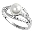 Sterling Silver w/ CZ Ring - 2mm Band Width - 9mm Face Height - Mother of Pearl / Clear CZ - Size: 5-9 Sterling Silver w/ CZ Ring - 2mm Band Width - 9mm Face Height - Mother of Pearl / Clear CZ - Size: 5-9
