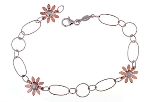14K Rose and White Gold Daisy Bracelet