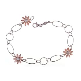 14K Rose and White Gold Daisy Bracelet by 
