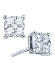 1.55 cttw 18k White Gold Diamond Square Shaped Earrings (Real Diamonds: 1.55 cttw)