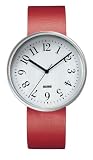 Alessi Unisex AL6004 Record Stainless-Steel and Red Leather Strap Watch