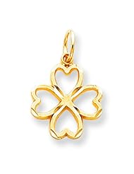 10K Yellow Gold Shamrock Charm 4 Leaf Clover Jewelry