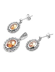 Sterling Silver Set With Marcasite - Rhodium