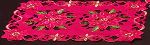 Editex Home Curtain Holiday Themed Placemat, 12 by 18-Inch, Poinsettia