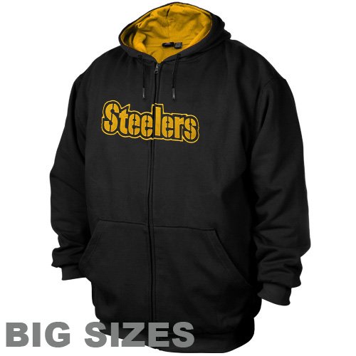 Pittsburgh Steelers Black Thermal Fleece Big Sizes Full Zip Hoodie Sweatshirt (XXX-Large)
