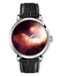 SPRAWL Aanalog Fashion Series Silver Ladies Watches of Genuine Black Leather Strap,Unique Wrist Watch for Women Girls Designed with the universe