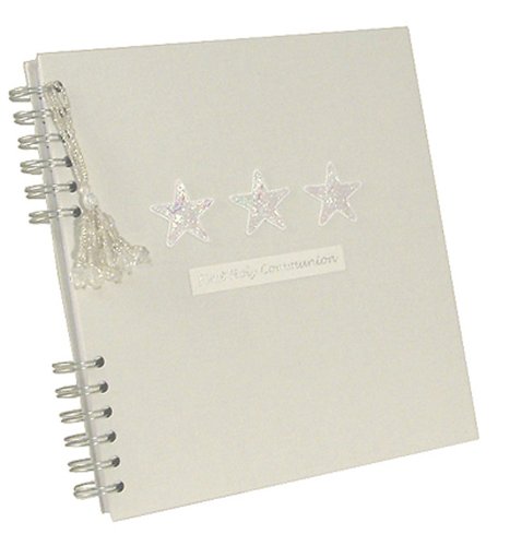 First Holy Communion White Photo Album with Sequin Stars