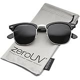 zeroUV - Premium Half Frame Horn Rimmed Sunglasses with Metal Rivets