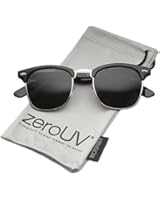 zeroUV - Premium Half Frame Horn Rimmed Sunglasses with Metal Rivets