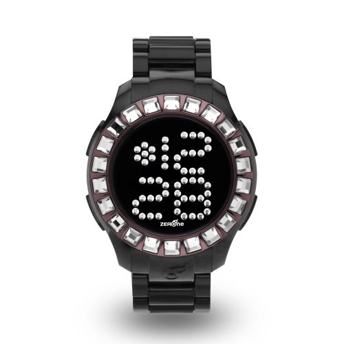 Zerone Bedazzled Black IP Brown Digital Watch (Clear Swarovski Crystal)