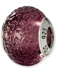 Purple Textured, Murano Glass Charm for 3mm Charm Bracelets