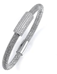 Sterling Silver - Silver Cubic Zirconium Bangle