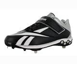 Reebok Men’s Brushback Low Hexmetal Baseball and Softball Shoe Black, White, Silver