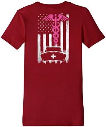 Women's Nursing Shirts - American Nurse Flag T-shirt Large Cranberry