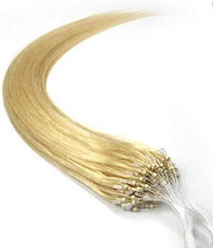 Beauty Wig World 16" 40cm 100s/50g Virgin 100% Brazilian Real Loop Micro Rings hair extensions #613-bleach blonde