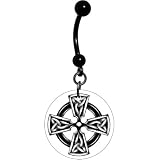 Black and White Celtic Cross Belly Ring