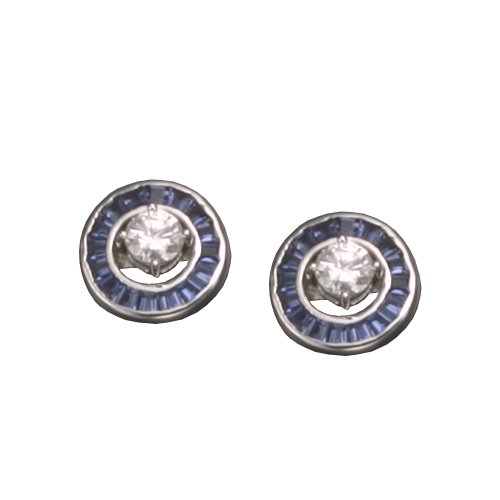 C.Z. SAPPHIRE RHODIUM PLATED (.925) STERLING SILVER EARRINGS JACKET