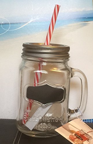 Circleware Yorkshire - Chalk it up 17.5 oz. Mason Jar Mug with Straw & Lid
