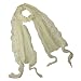 Acrylic & Polyester Fashion Carefree Chiffon Flowers Edge Knitted Long Scarf - White