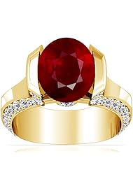 18K Yellow Gold Oval Cut Ruby Ring With Sidestones