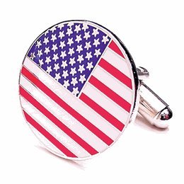 Nickel Plated American Flag Cufflinks [Misc.]