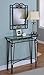 3pc Black Finish Metal Entry Hall Table Mirror Lamp Set