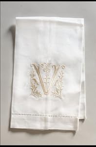 Set of 6 Meandering Vines Embroidered Guest Towel - V