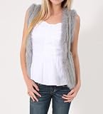 Romeo & Juliet Couture 100% Rabbit Fur Trim Vest in Grey