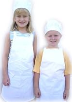 Kids White Chef Apron and Hat Set Child Size