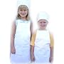 Kids White Chef Apron and Hat Set Child Size