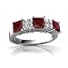 14K White Gold Square Genuine Ruby Ring Size 7