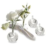 Two's Company Sitting Pretty Bud Vases/Napkin Rings in Gift Box, Hand Blown Glass, Set of 4