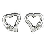 14K White Gold 0.01 ct. Diamond Heart Earrings