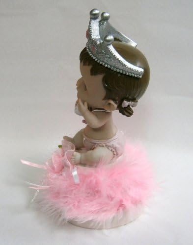Adorable Baby Girl Wearing a Crown Statue Shower Gift Boxed Party Favors 8" High x 5" Wide DD020W-P