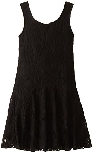 Speechless Big Girls' Allover Daisy Lace Tank Dress, Black, 7