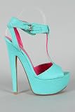 Qupid Brenner-17 Snake T-strap Platform Sandal Blue Turqouise