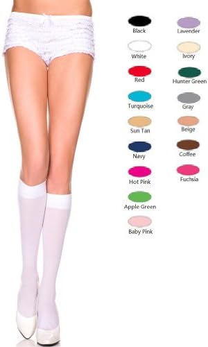 SexyApparel Women Hosiery Knee Hi Opaque Nylon Stocking One Size Various Colors (BEIGE)