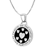 Sterling Silver Life Travels A Path Of Love Towards The Future Until It Arrives Where It Began In The Circle Of Hearts Called Family Reversible Pendant, 18