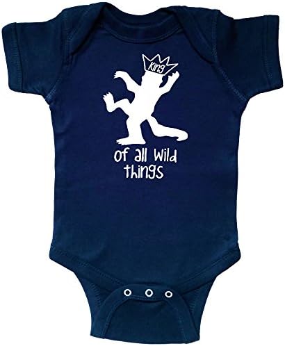 OakTees Baby Cute KING OF ALL WILD THINGS Max Romper Creeper Onepiece (White print) (18 months, Navy blue)