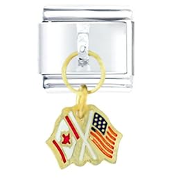 United States Canada Flag Dangle Italian Charms