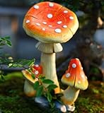 かわいい 癒し系 水玉 オレンジ きのこ ガーデンオーナメント キノコ 置物 26cm