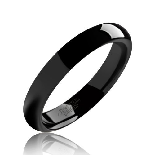 Bling Jewelry 4mm Tungsten Carbide Black Unisex Ring (more sizes)
