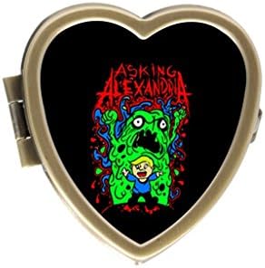 Custom Asking Alexandria Logo Aa Particular Bronze Two Compartment Pocket/Purse/Travel Heart Shaped Pill Box Case From ShangRa